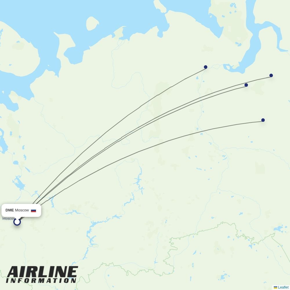 Yamal Airlines routes from DME