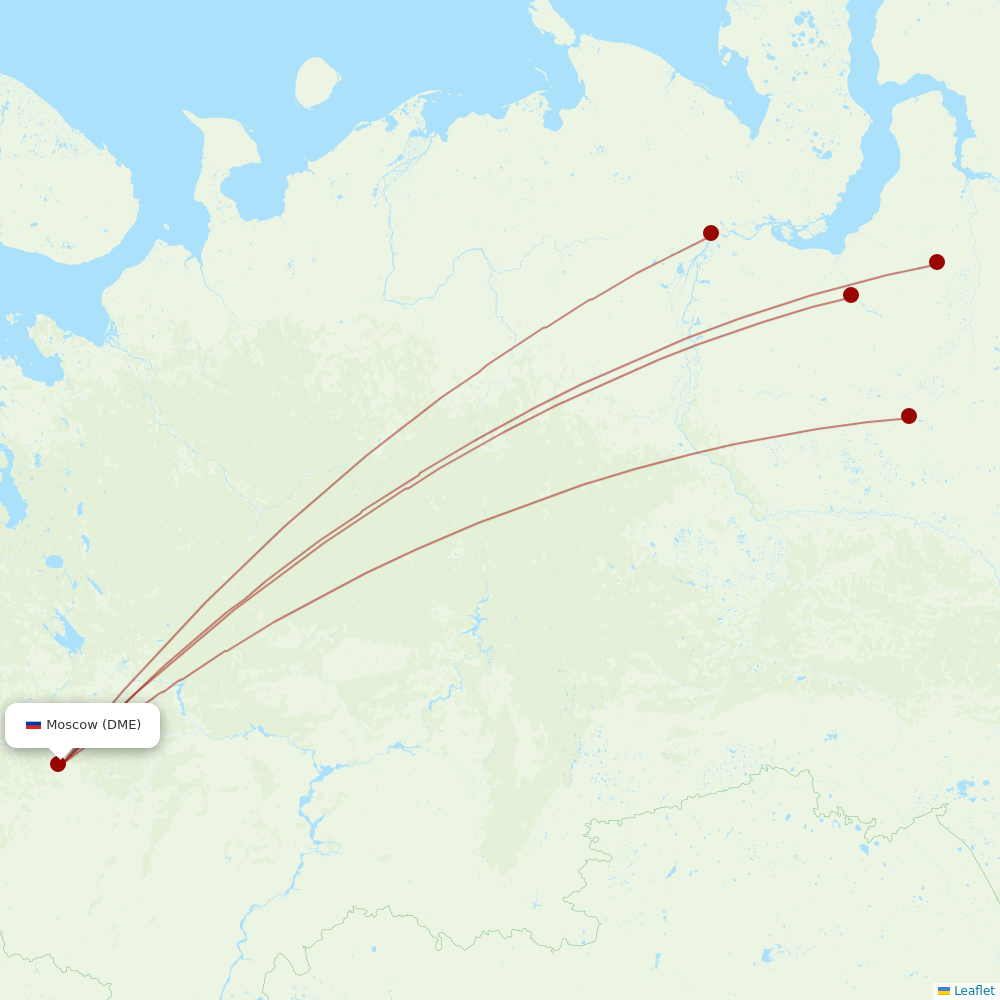 Yamal Airlines at DME route map