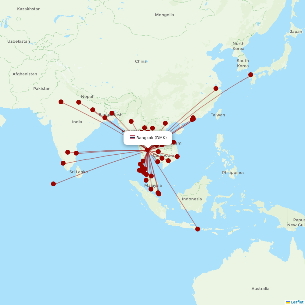 Thai AirAsia at DMK route map