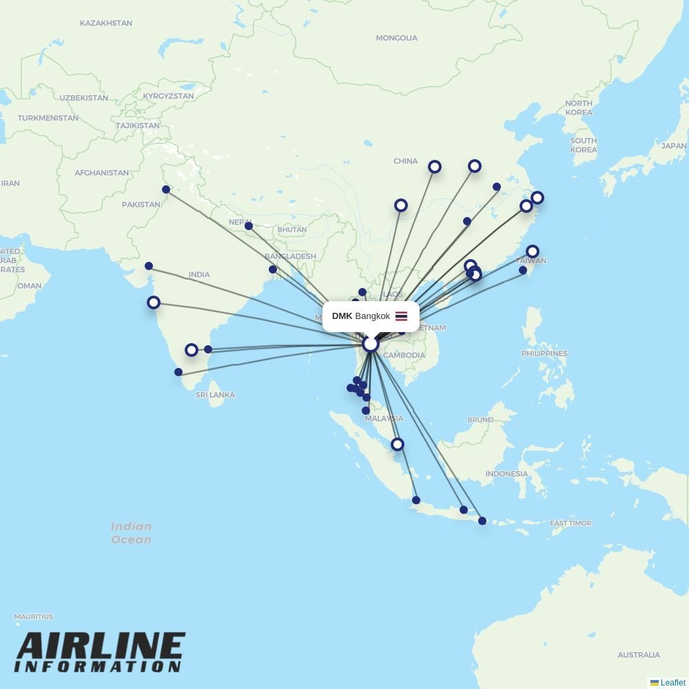 Thai Lion Air routes from DMK