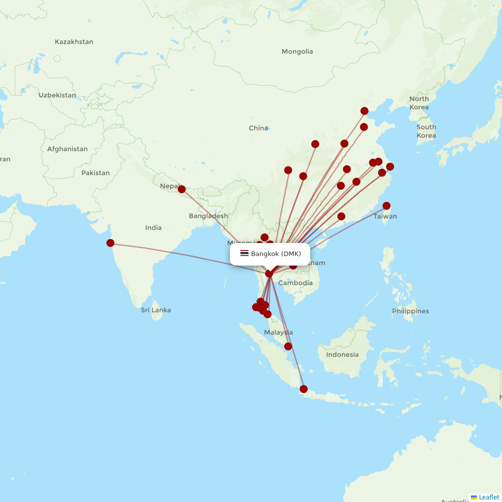 Thai Lion Air at DMK route map