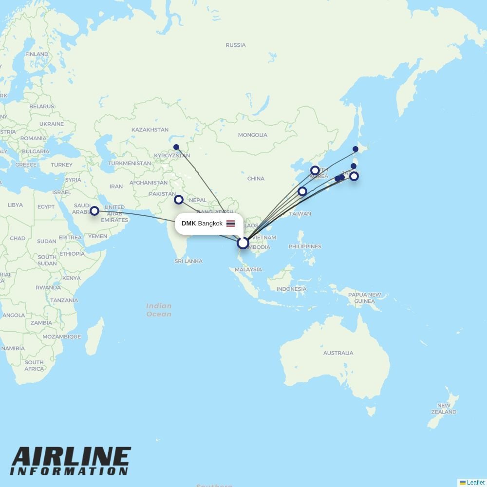 Thai AirAsia X routes from DMK