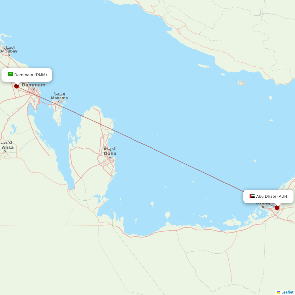 Etihad Airways at DMM route map