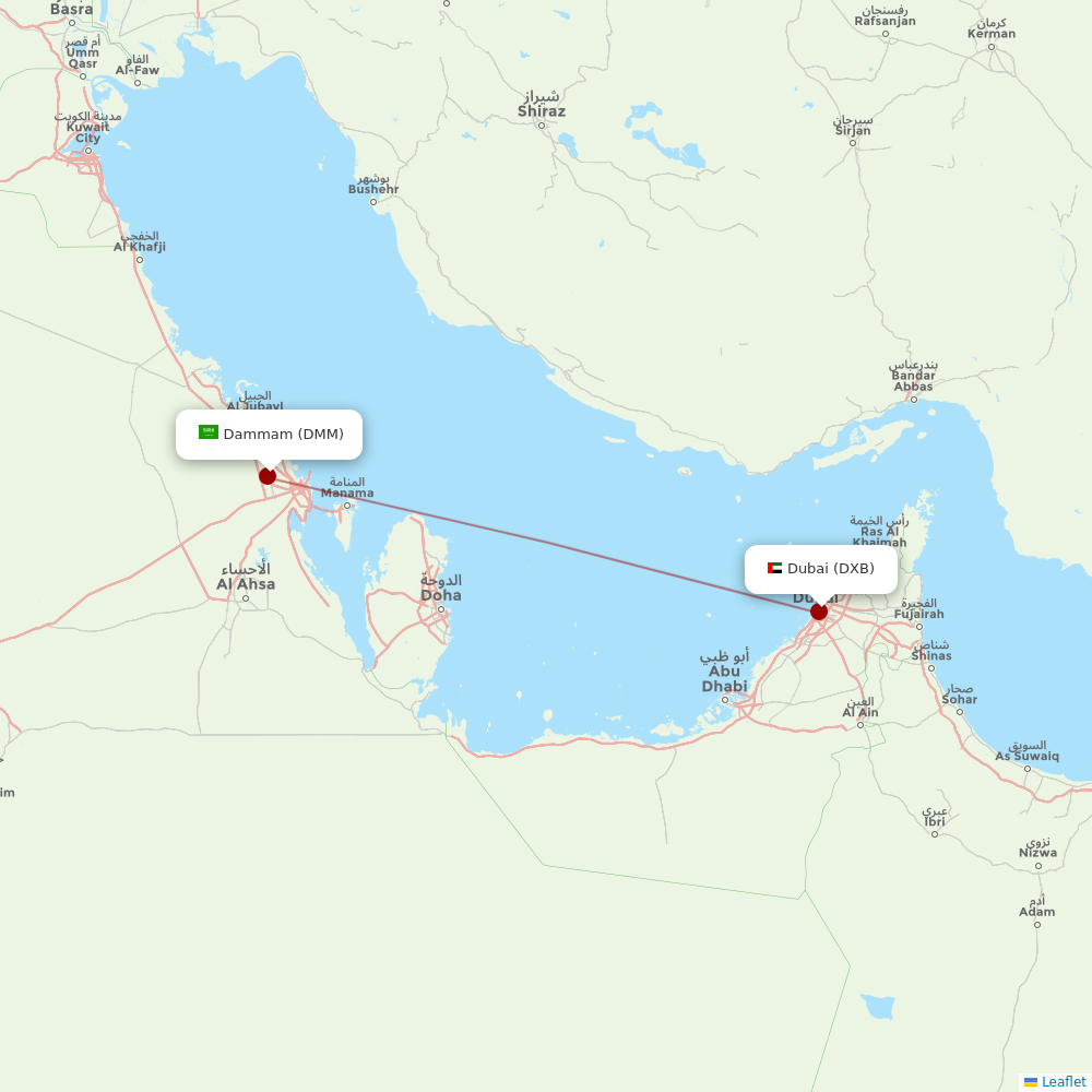 flydubai at DMM route map