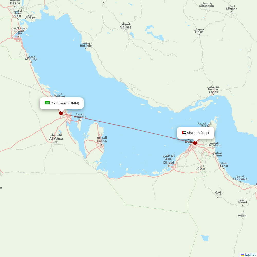 Air Arabia at DMM route map