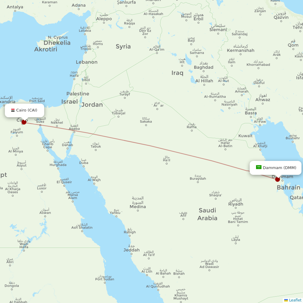 Nile Air at DMM route map