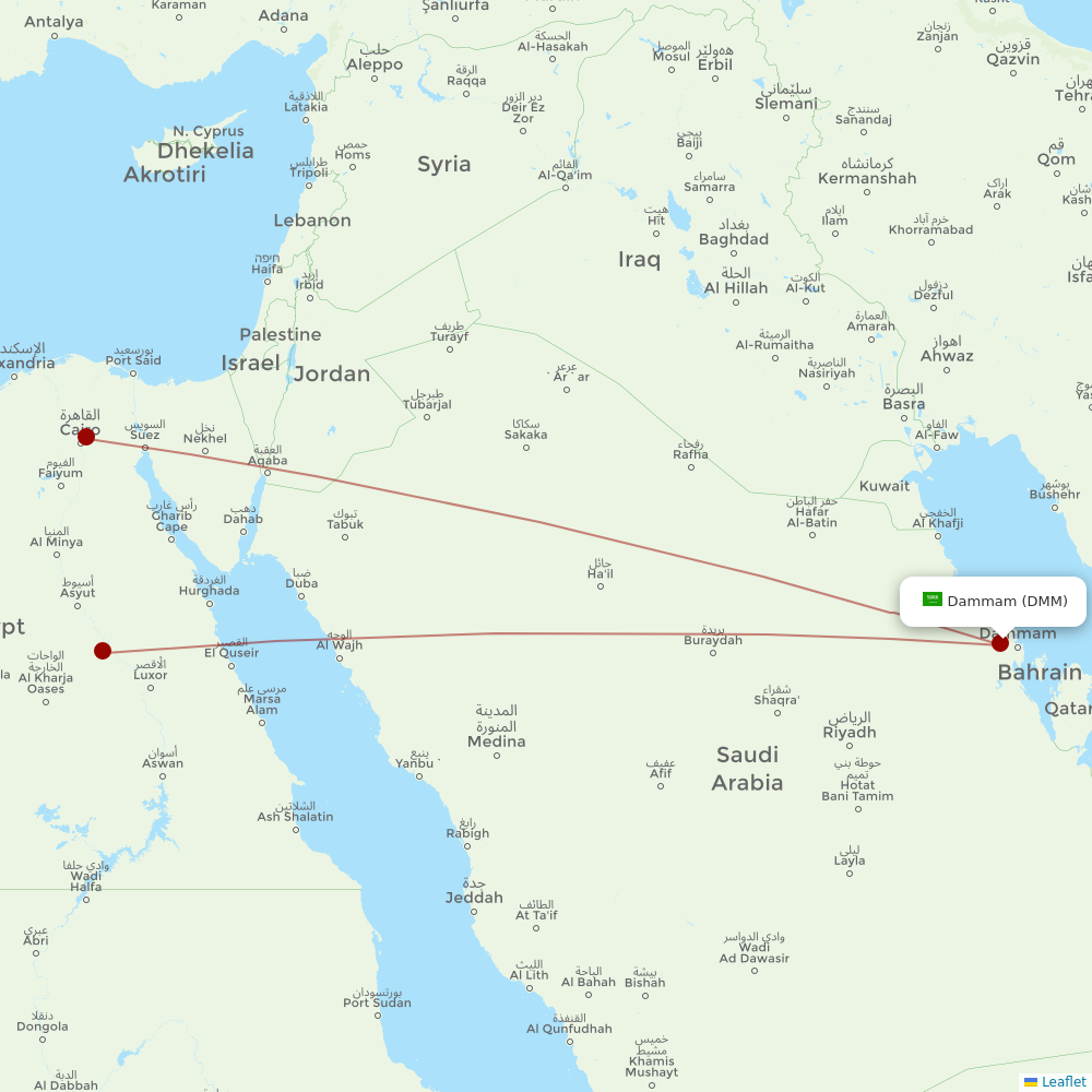 Air Cairo at DMM route map