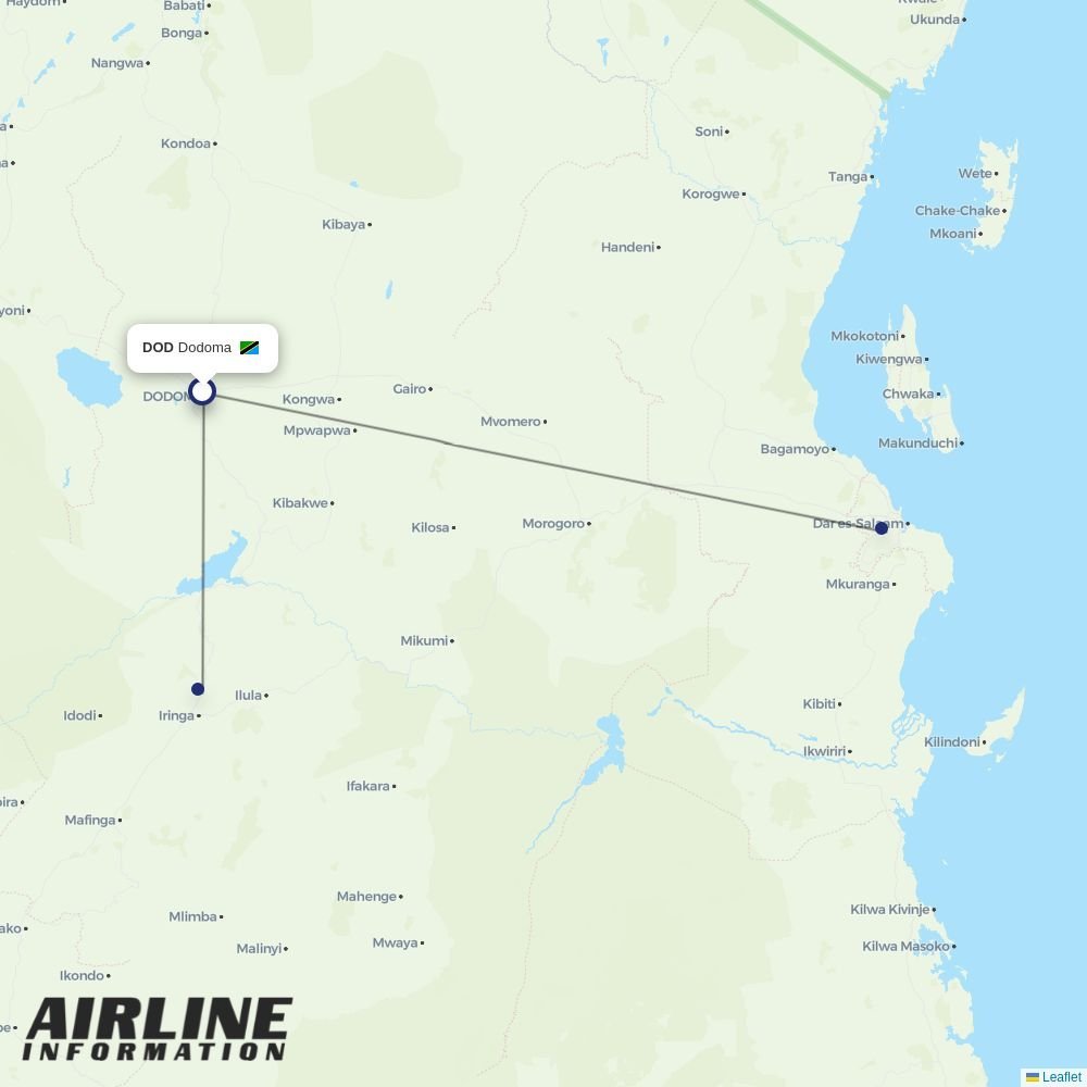 Air Tanzania routes from DOD