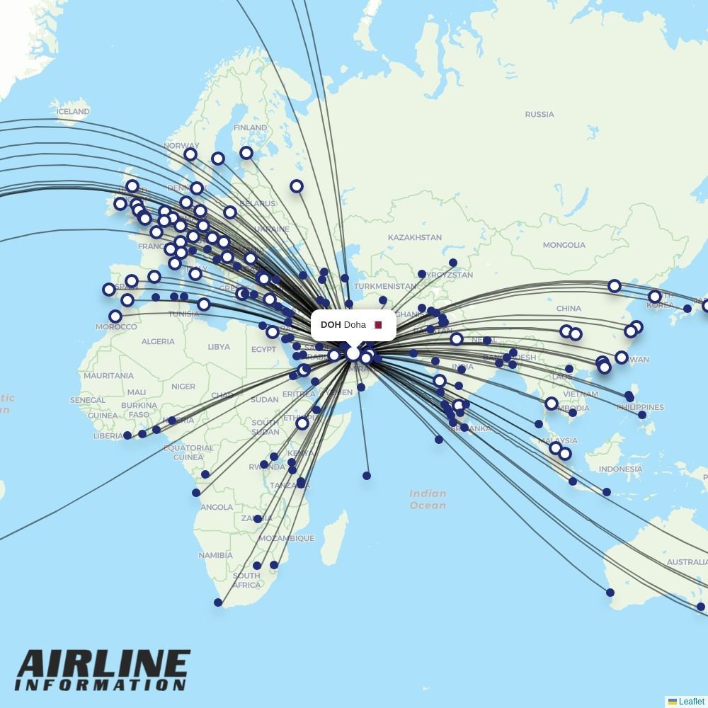 Air India routes from DOH