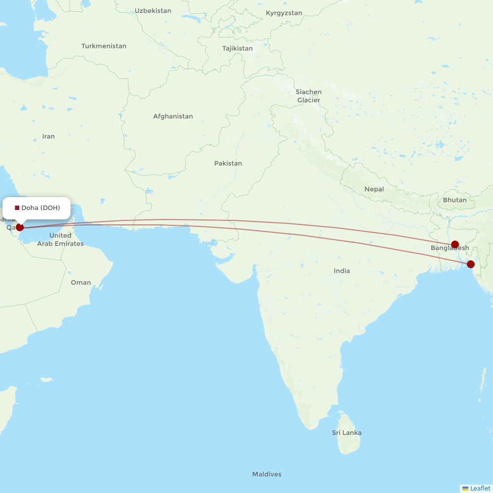 US-Bangla Airlines at DOH route map
