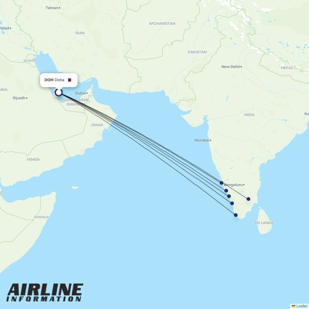 Air India Express routes from DOH