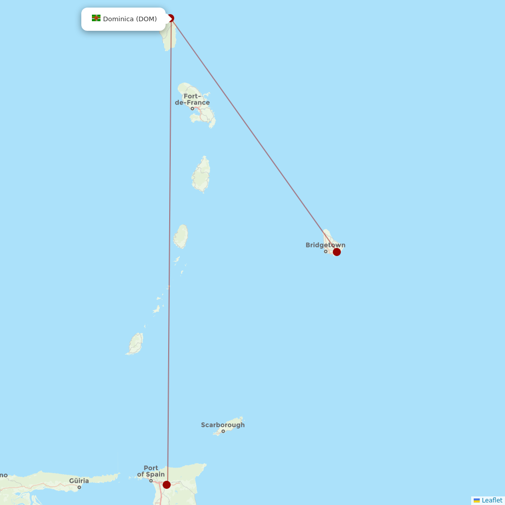 Caribbean Airlines at DOM route map