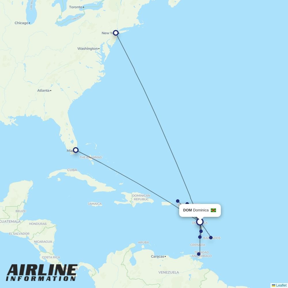 Sunrise Airways routes from DOM