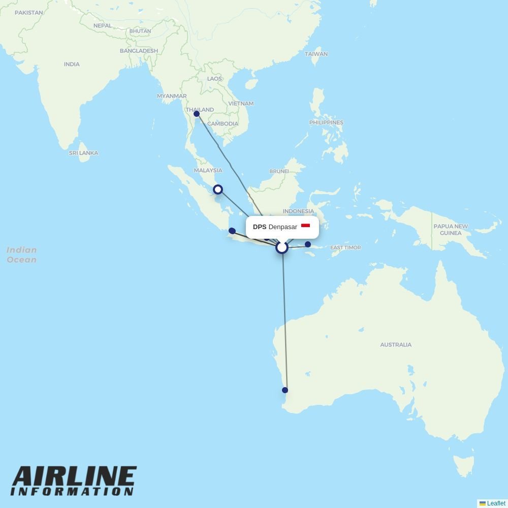 Batik Air routes from DPS