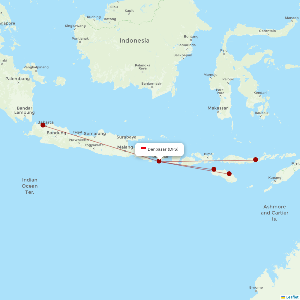 Nam Air at DPS route map