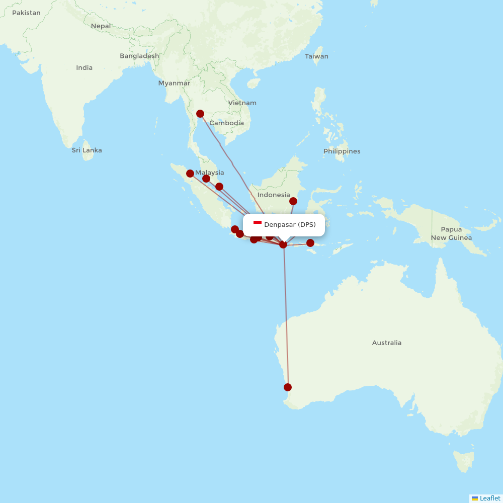 Indonesia AirAsia at DPS route map