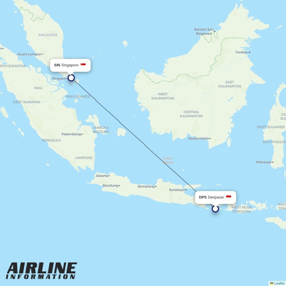 Singapore Airlines routes from DPS