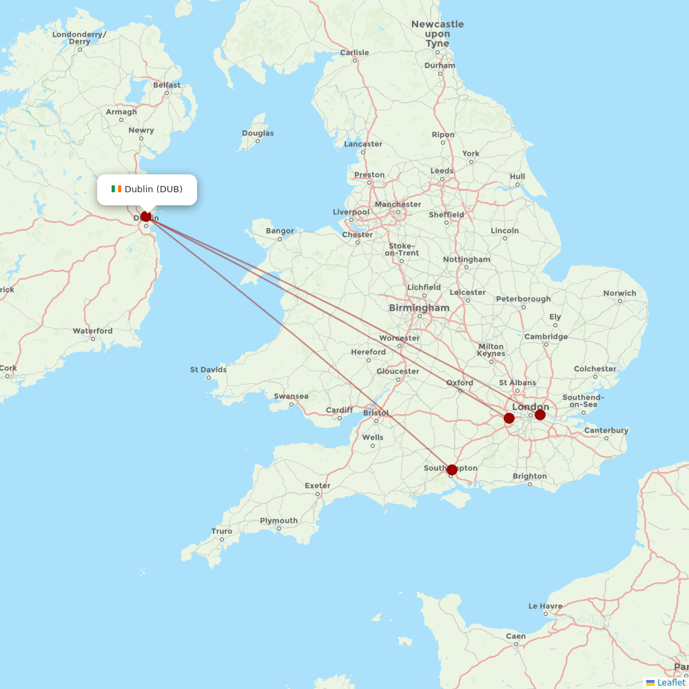 British Airways at DUB route map