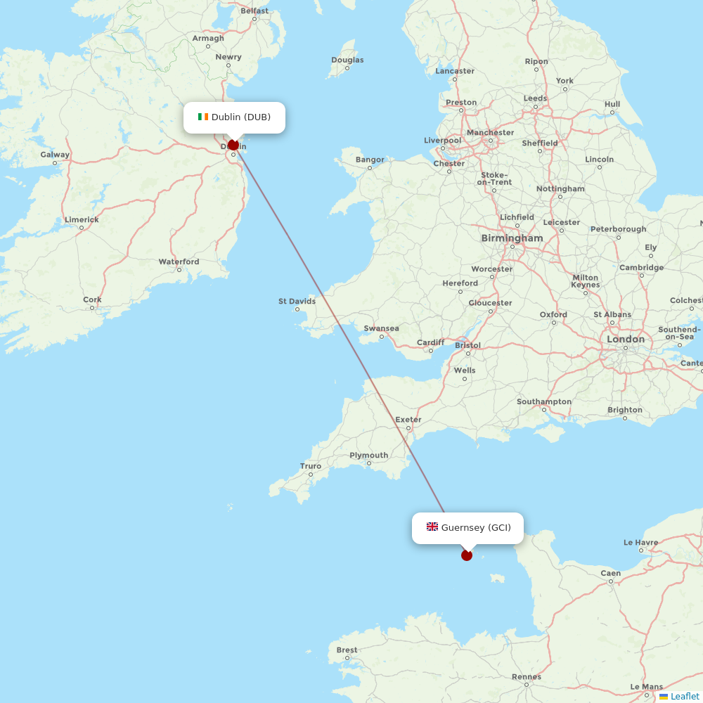 Aurigny at DUB route map