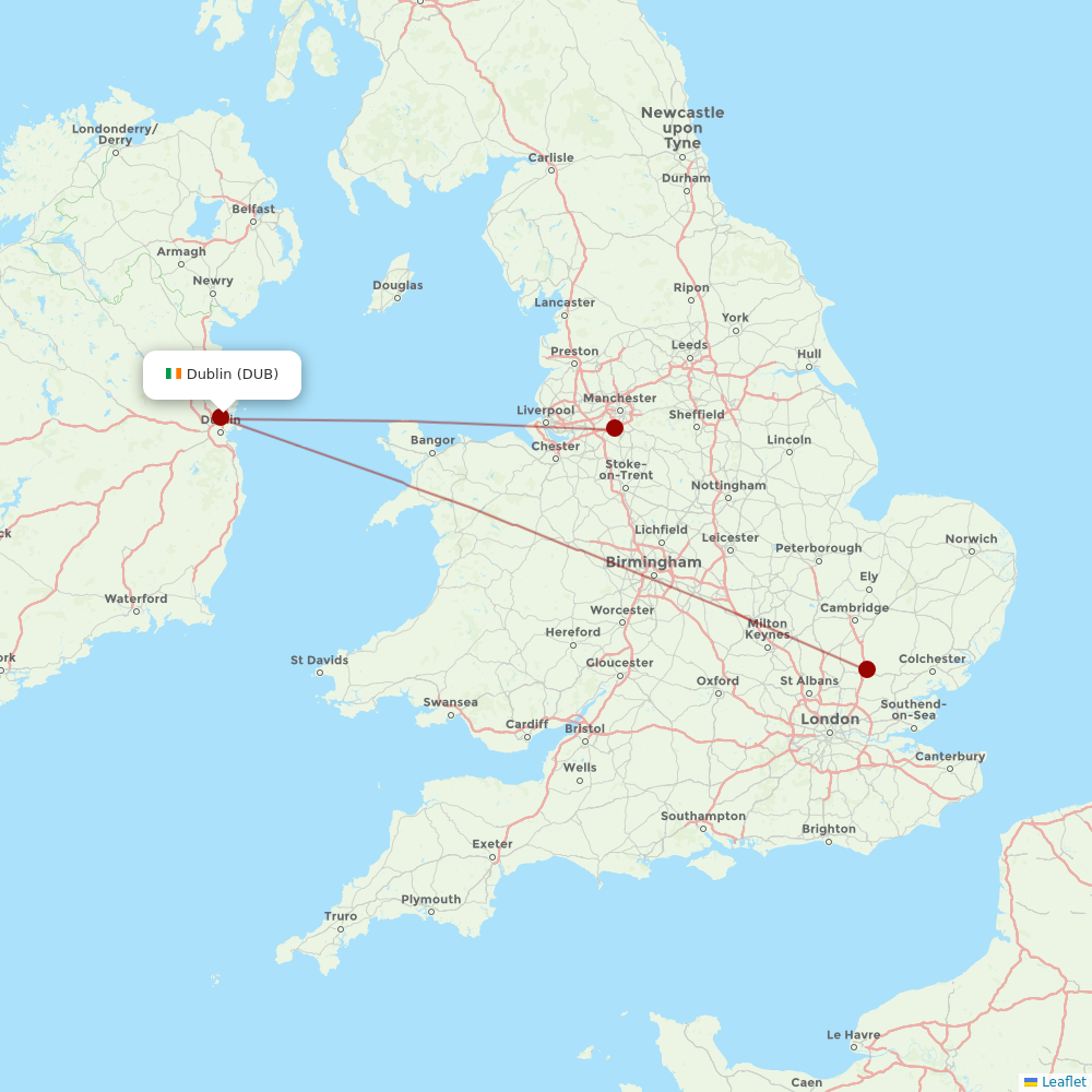 Ryanair UK at DUB route map