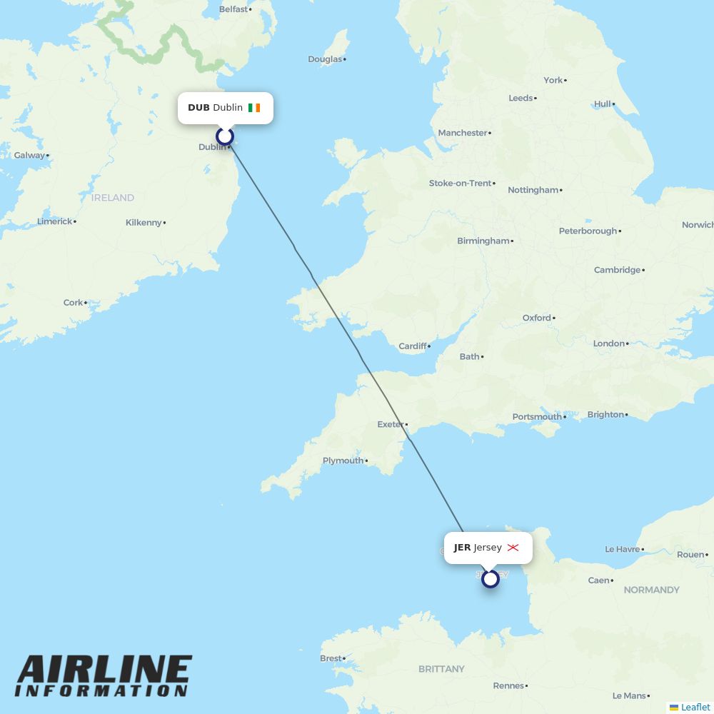 Blue Islands at DUB route map