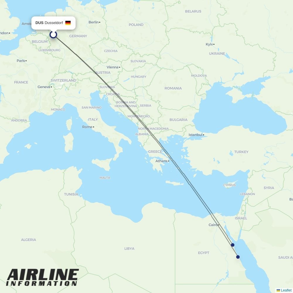 Air Cairo routes from DUS