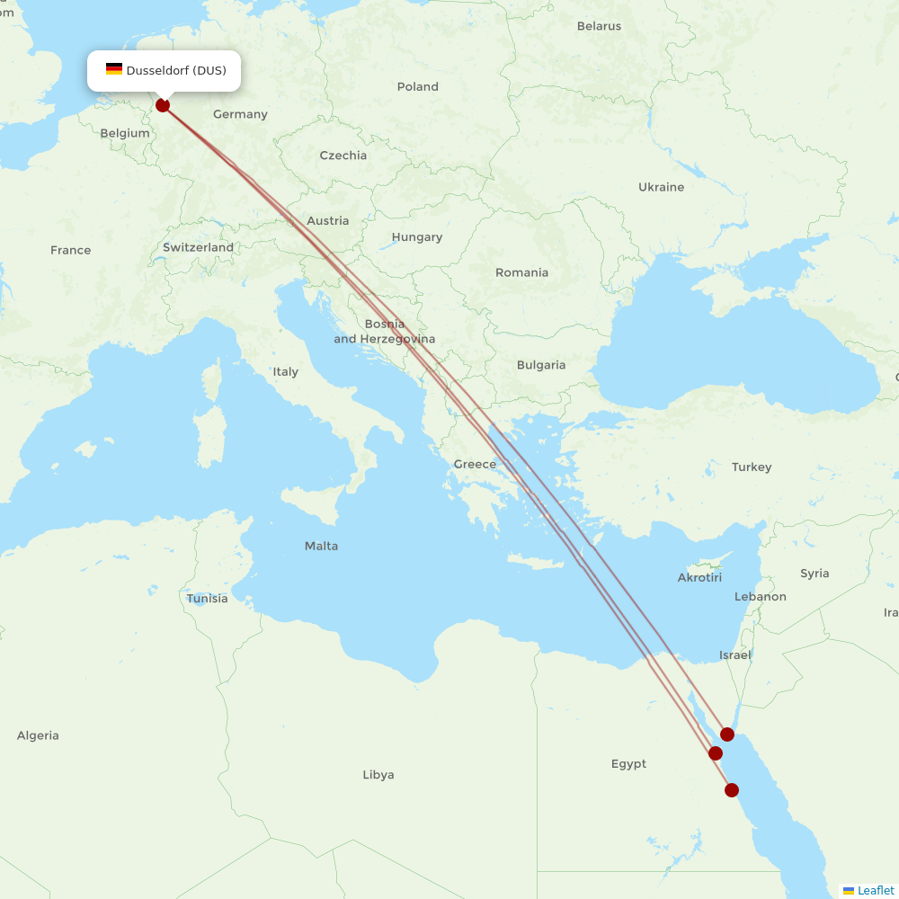 Air Cairo at DUS route map