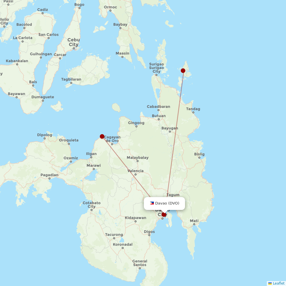 Cebgo at DVO route map