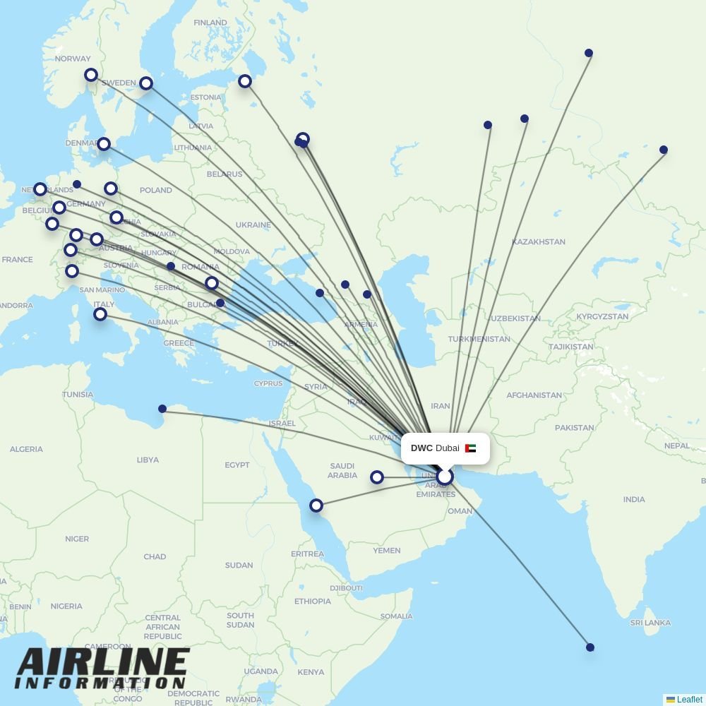 Azimuth routes from DWC