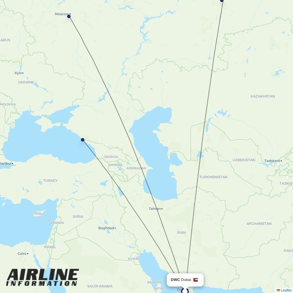 Ural Airlines routes from DWC