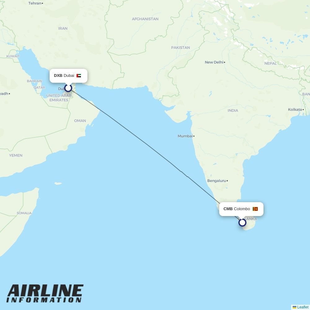 FitsAir routes from DXB
