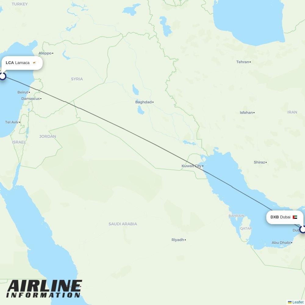Cyprus Airways routes from DXB