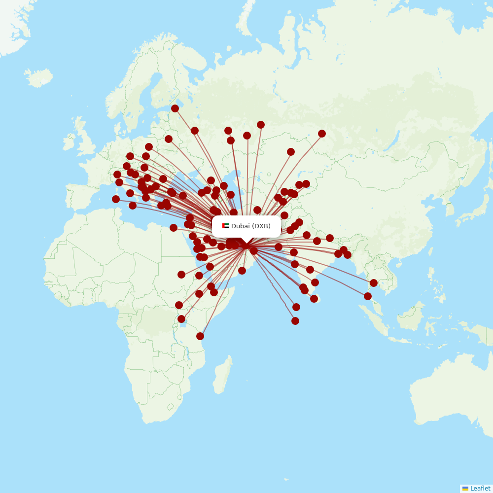 flydubai at DXB route map