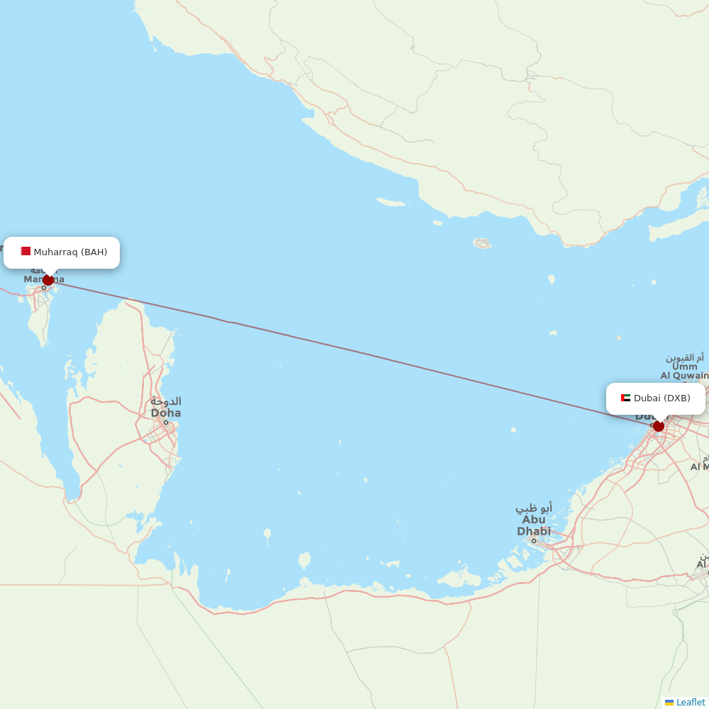Gulf Air at DXB route map
