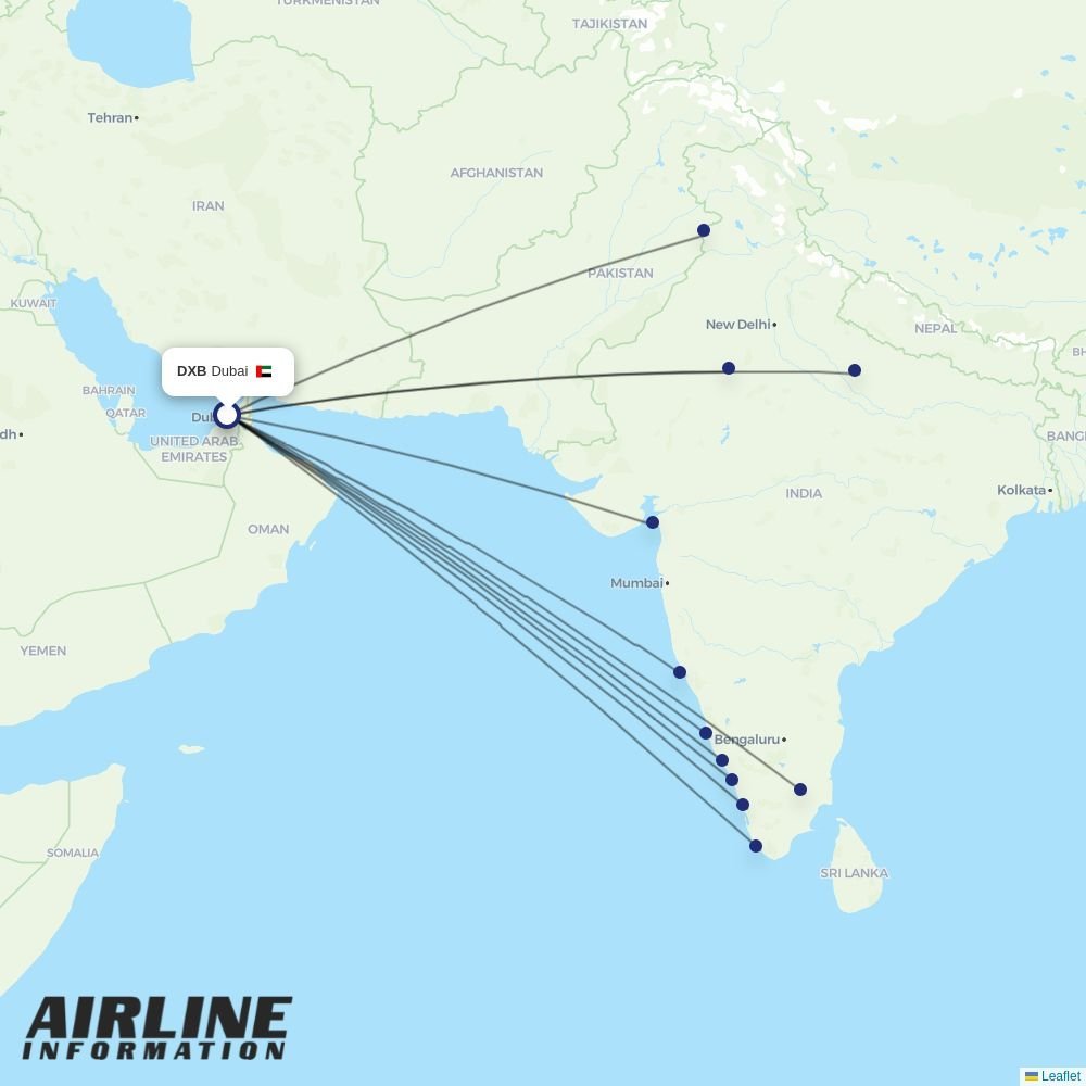 Air India Express routes from DXB