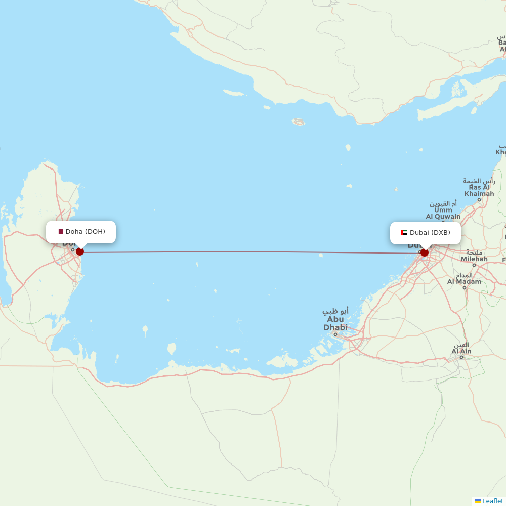 Qatar Airways at DXB route map