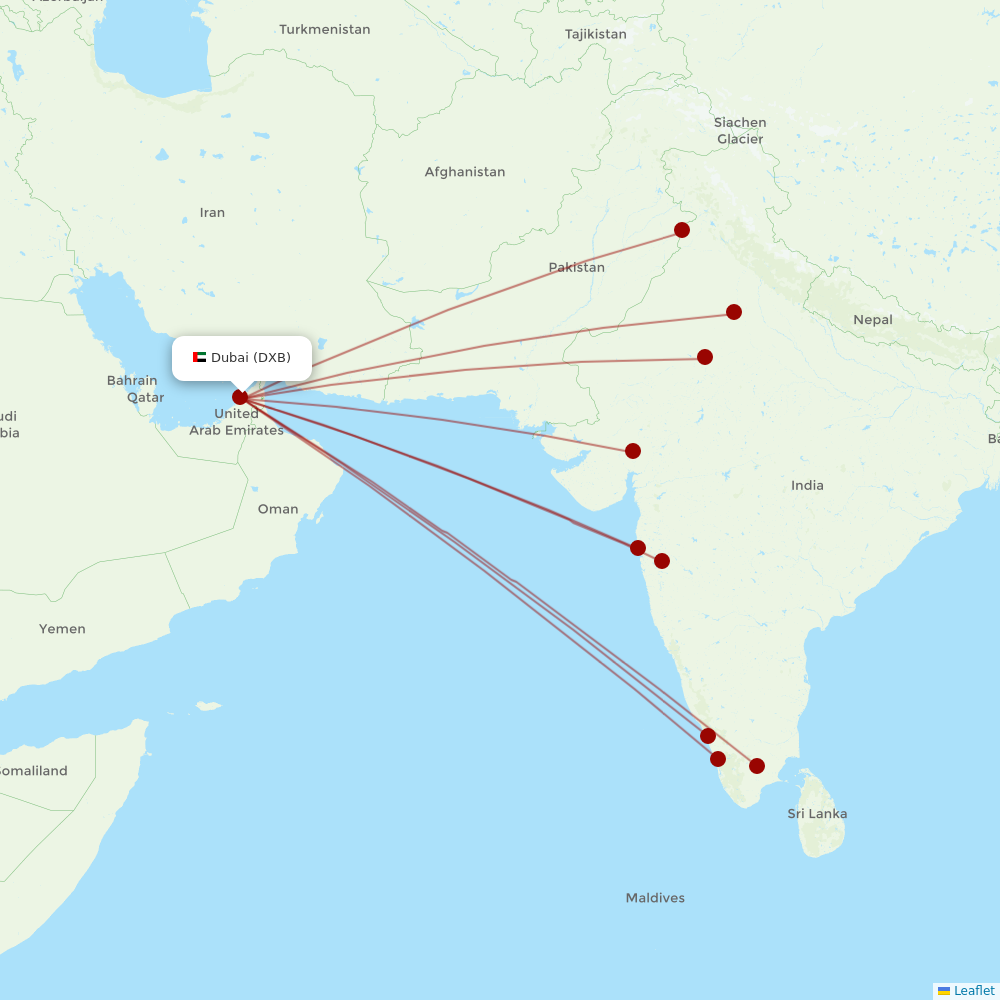 SpiceJet at DXB route map