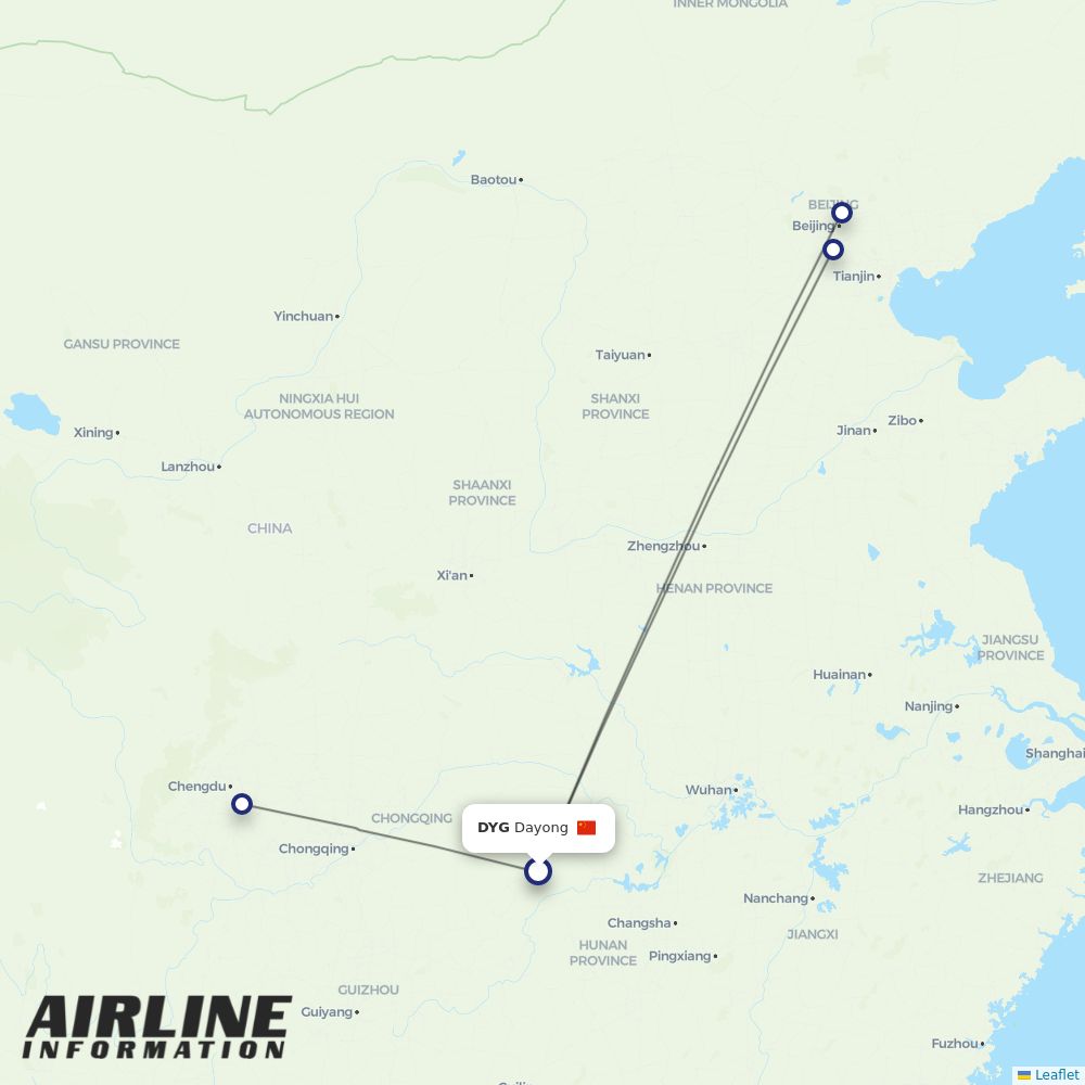 Air China routes from DYG