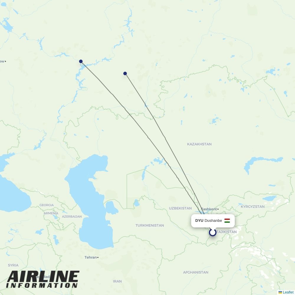 Nordwind Airlines routes from DYU