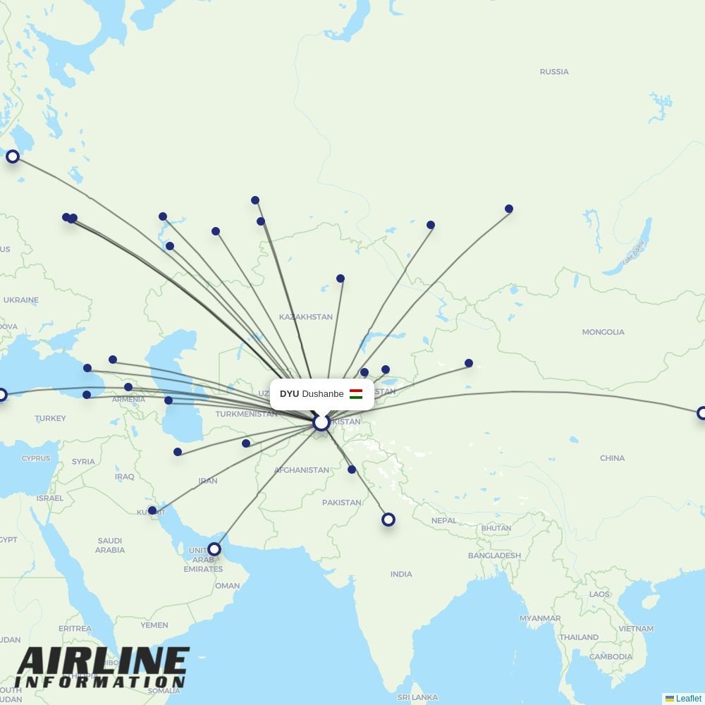 Ural Airlines routes from DYU