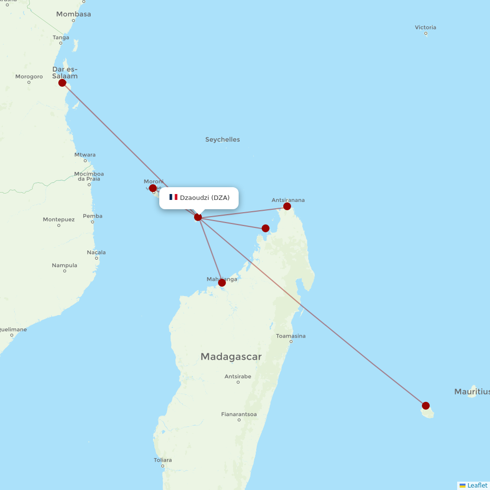 EWA AIR at DZA route map