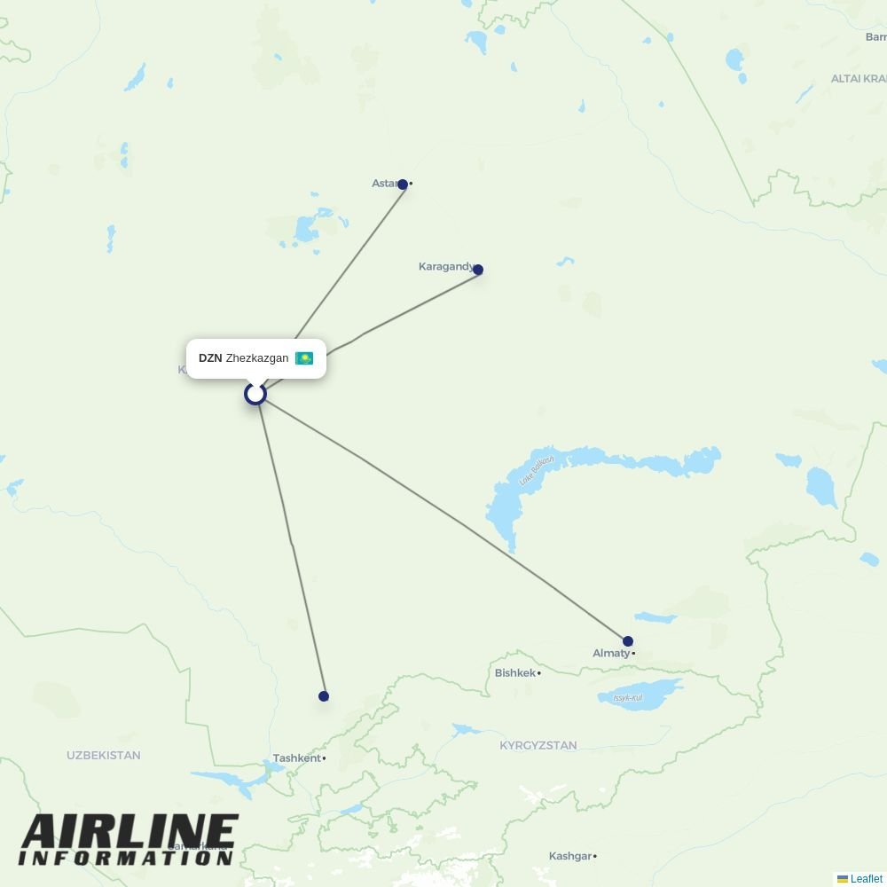 SCAT Airlines routes from DZN
