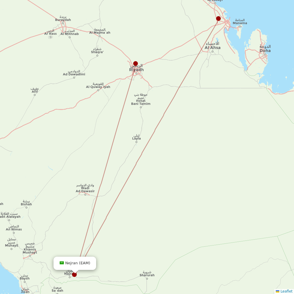 Flynas at EAM route map