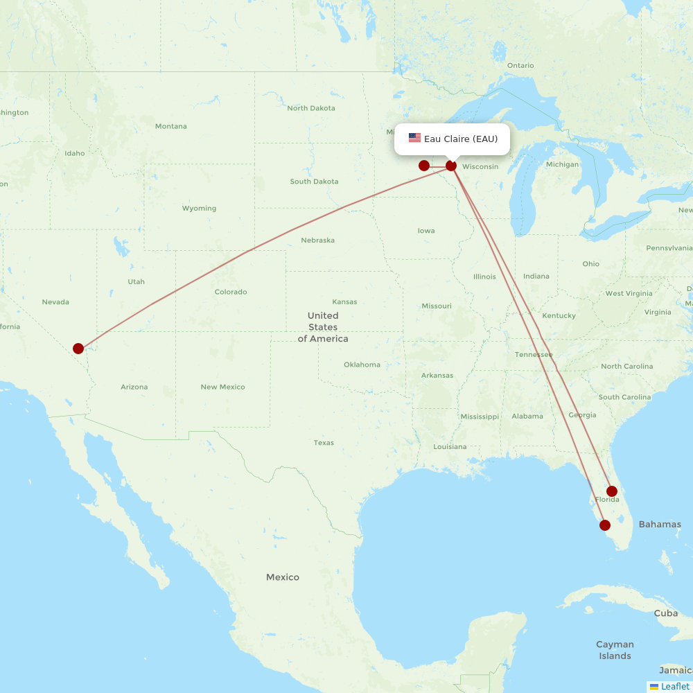 Sun Country Airlines at EAU route map