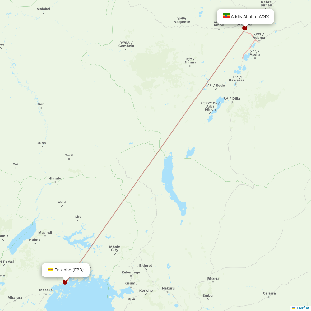 Ethiopian Airlines at EBB route map