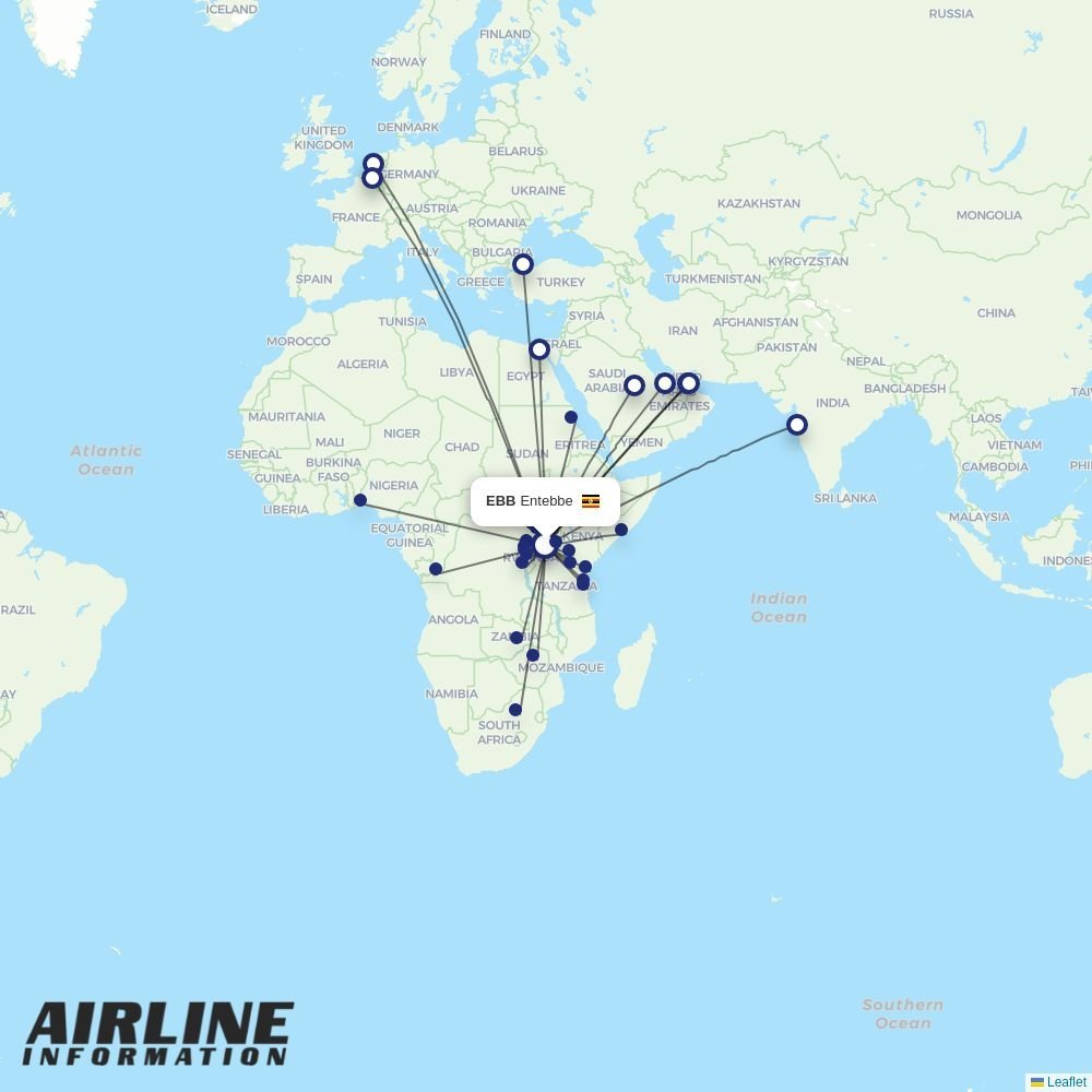 RwandAir routes from EBB