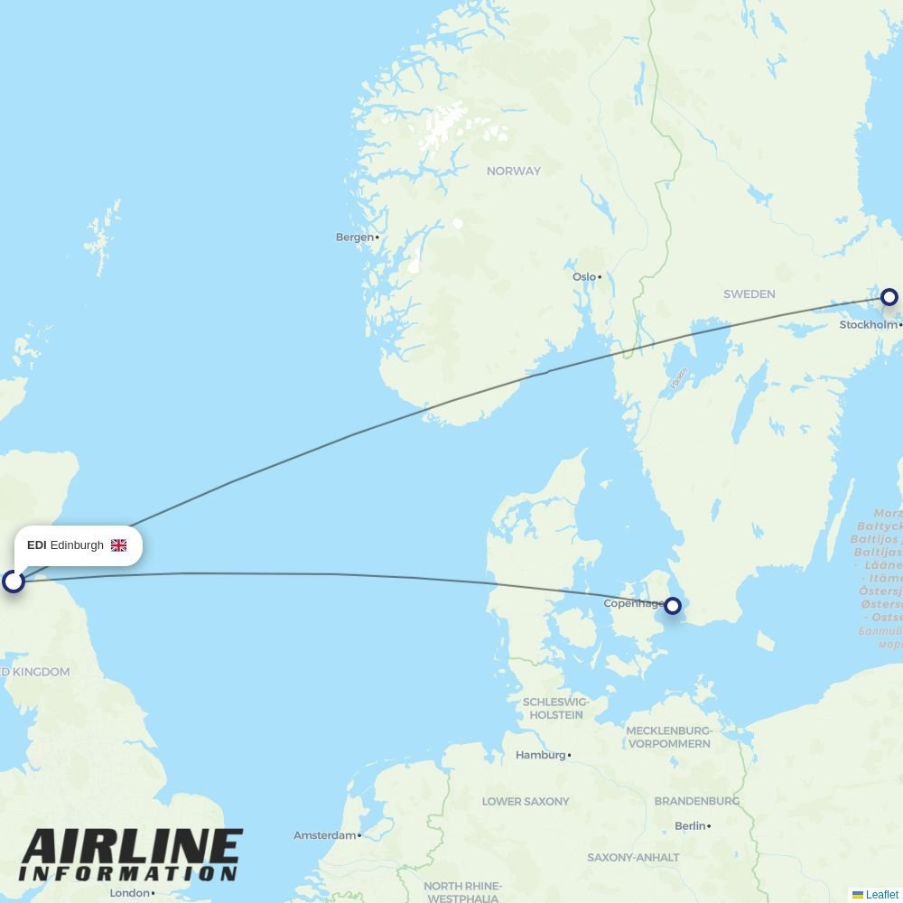 Norwegian Air Sweden routes from EDI