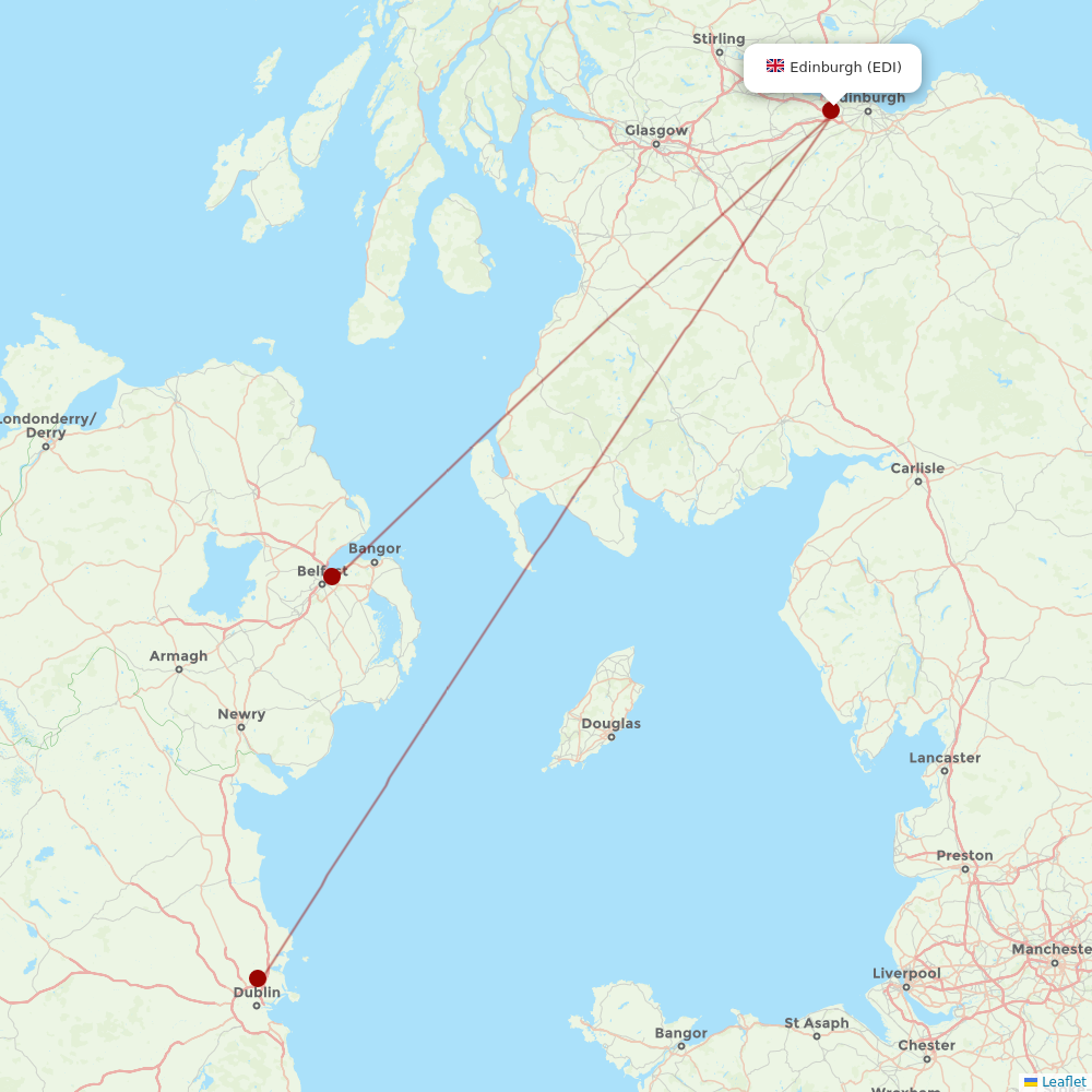 Aer Lingus at EDI route map