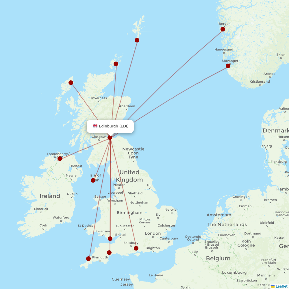 Loganair at EDI route map