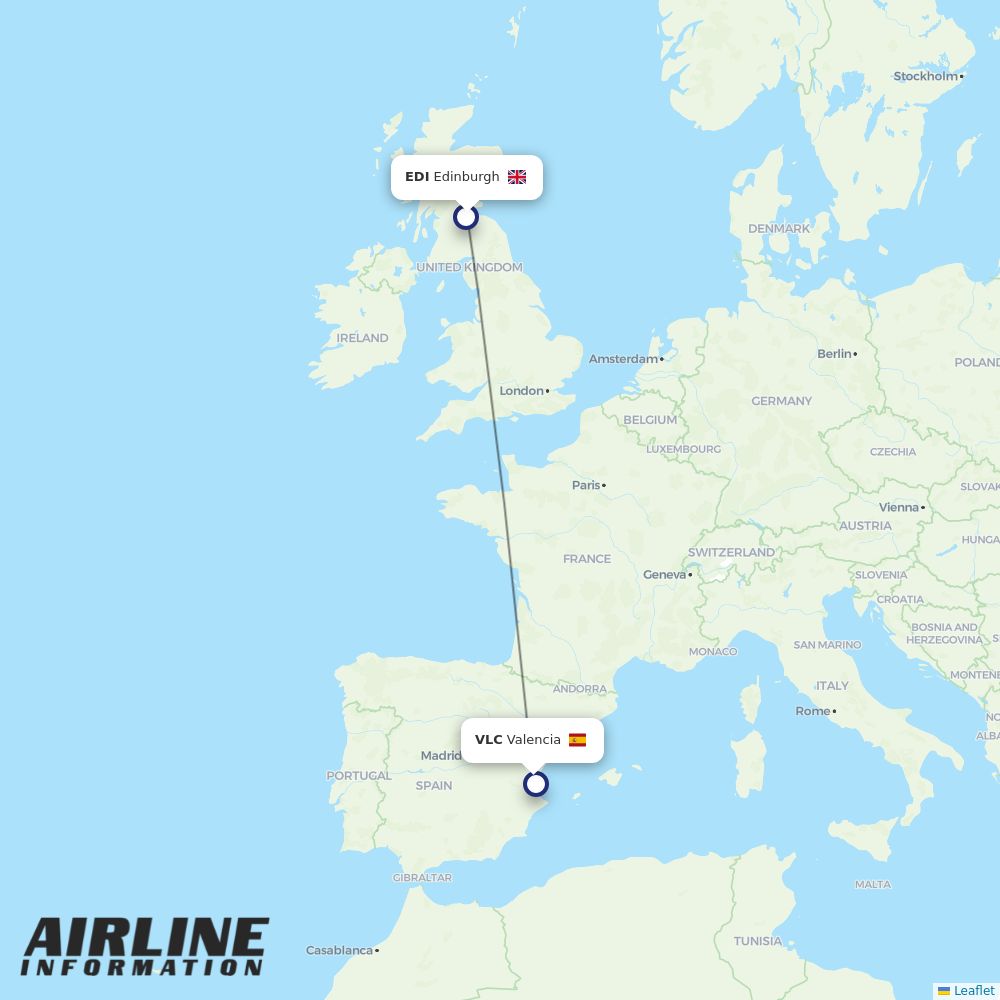 Airlines with flights from Edinburgh to Valencia (EDI to VLC) Airline Information
